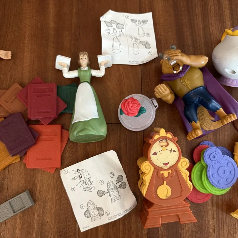 Disney Beauty And The Beast Happy Meal Toys Cogsworth Beast Lumiere Belle Gaston
